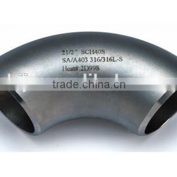 ANSI/ASME B16.9 304/316 Butt Welding Stainless Steel LR 90 Deg Elbow Made in China