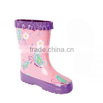 fancy butterfly print waterproof working boots rubber rain boots for women