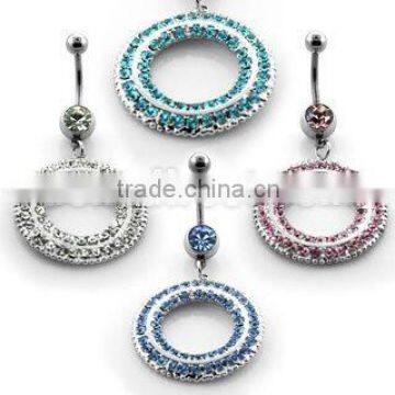 dangling circular crystal design