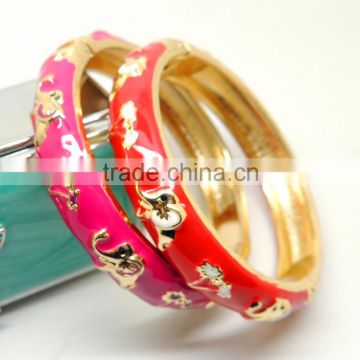 Elephant Enamel Metal Bangle Bracelets