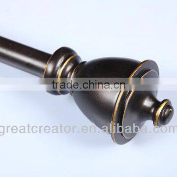 High Quality Decorative Curtain Rods With Wood Turn Ebony Gold Curtain Finials