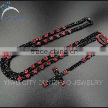 hot sale mens hip hop black rosary necklace