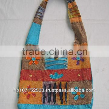 SHB121 cototn flower embroidery and razor cut bag price 250rs $2.94