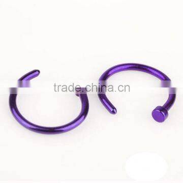 NR9107 Hot Sale Medical purple Nose Hoop Nose Rings Body Piercing Jewelry 7 Colors Body Jewelry