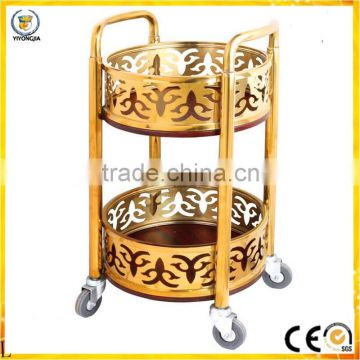 Luxury hotel wine dispense liquor trolley drinks liquor stainless steel trolley service cart wheels