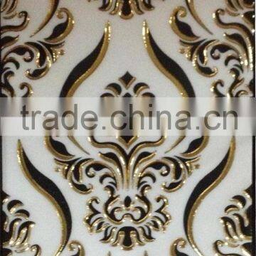 Gold and silver polished flower black and white ceramic tiles 30x60 cm