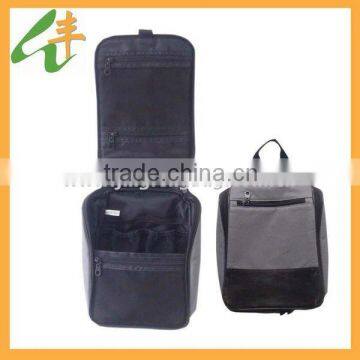 black pu man's travel toiletry bag