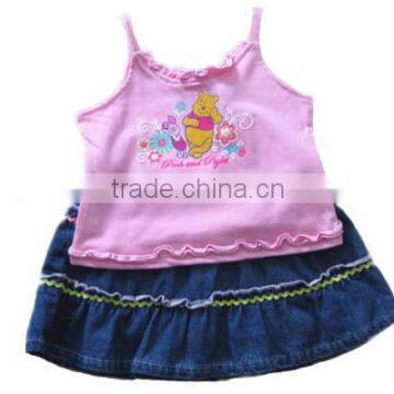 newborn halter top with ruffle girls soft denim skirt cotton baby clothing set for winter