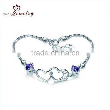 Heart design 925 silver zircon bracelet