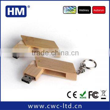 Popular wooden swivel usb pendrive with logo printting