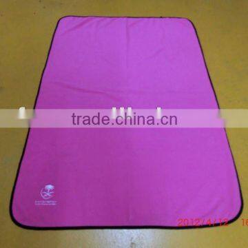 red colour polar fleece airline blanket with embroidary