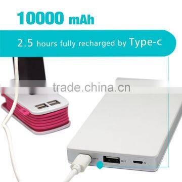 2016 New Design Hot Travel External 10000mah Type-c Smartphone Power Bank