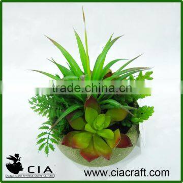 Hot Artificial Mixed Potted Plants Arangement in Concrete Barrel Pot photo-3