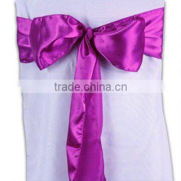 Beautiful fuchsia satin chair sash for weddings