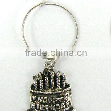 wedding cake wine glass charms, various designs,passed SGS factory audit and ISO 9001 certification