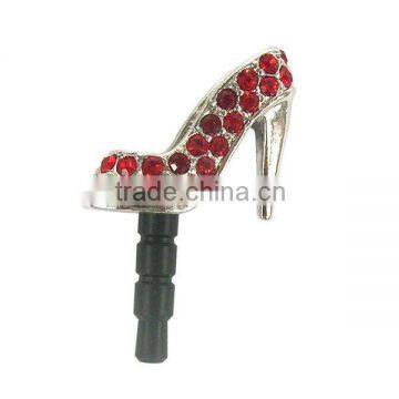 promotional diamonte high-heeled shoes earphone dustproof plugs,designed by (C) charis