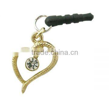 3.5mm earphone jack plug for iphone 4, decorated with gold heart shaped, designed by (C) charis,OEM service