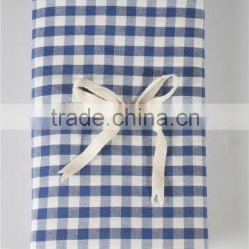 100% washed yarn dyed blue grid cotton sheet fabric