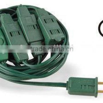 9 Outlet Indoor use green 2-prong 1-15p extension cord