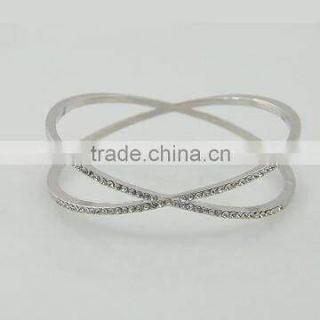 Silver Personalized Women Bracelets With X Shape Crystal Design Bangles photo-3