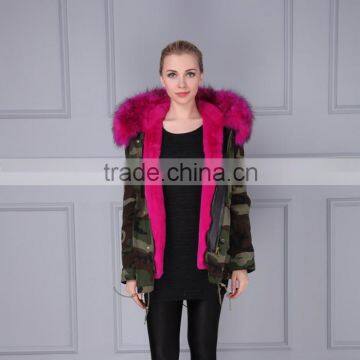 Vogue Raccoon Fur Collar Winter Jackets Camouflage Jacket Mens &Women