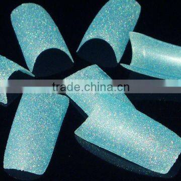 100Pcs Blue Glitter French False Nail Tips HN203