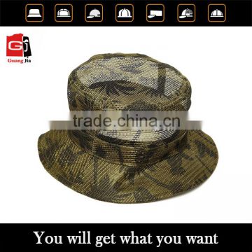 Design top quality 2015 new arrival good price with your logo custom camo bucket hat/full mesh summer military fashion style hat