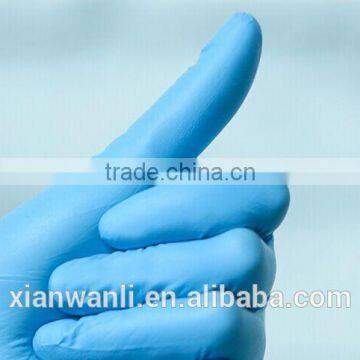 Blue color examination gloves disposable nitrile gloves with no sterilize