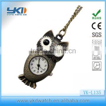 New arrival factory direct sale OWL antique pocket watches with pendant necklace