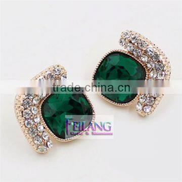 Fashion Earrings Inlaid Red Blue Crystal Diamond Earring Stud Earring