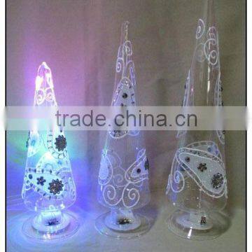 Hand Painted Glass tree with white LED Light