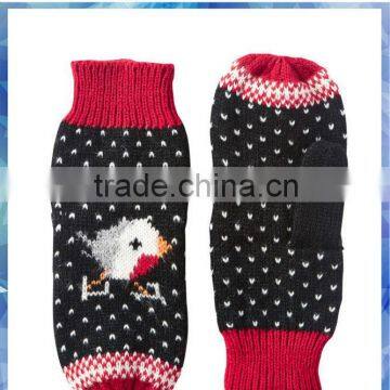 100% acrylic ladies skating robin mitten knitted gloves without fingers