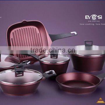 YD04 10PCS DIE-CAST ALUMINIUM COOKWARE SET