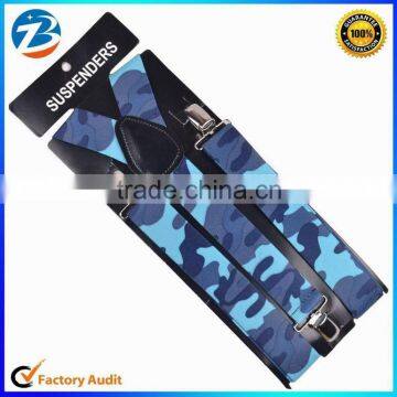 Wholesale Unisex Classical Army Blue Printed Braces Suspender Belt