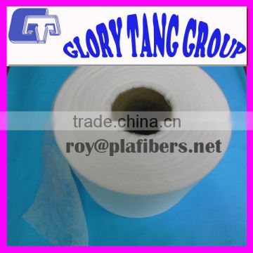 PLA bicomponent calender bonded nonwoven for sanitary napkin and diaper