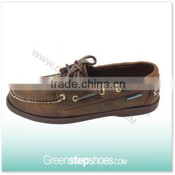 Full grain leather men boat shoes