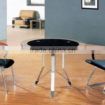 glass Small Round Office Meeting Table with Metal Legs in Office Furniture Simple Combination glass Meeting Table PT-M008