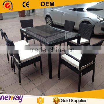 Top sale patio furniture dining set waterproof cushion wicker garden chairs and tables
