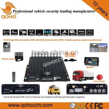 Mobile Dvr Surveillance System 128G Dual SD Card 4 CH Linux Car Mobile DVR