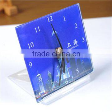 Promotional items 2016 square shape tempered glass wall clock