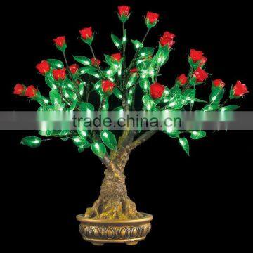 simulation indoor and outdoor bonsai rose blossom tree