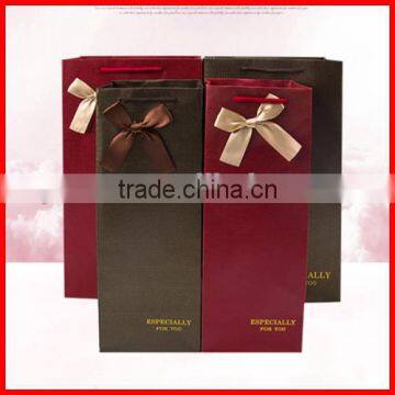 Gorgeous Elabrate Red Black Custom Logo Color Paper Wine Packaging Bag Wholesale