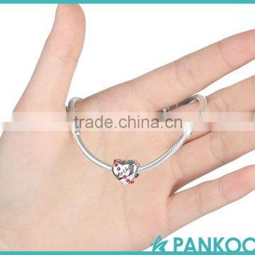 Romantic 925 Sterling Silver Ruby Heart Mother Word Beads Charms Fit Bracelet Gift for Mother photo-5