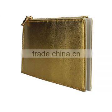 Zipper closure foldable soft pouch bag gold wallet case shenzhen factory wallet leather case