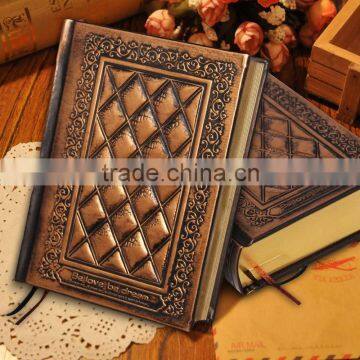 Classic Vintage Retro Golden Plaid Framed Thick Personal Notebook Diary Journal Book