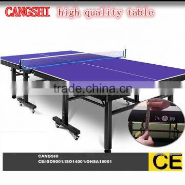 factory high quality 15mm/18mm /25mm folding legd ping pong table with wheel