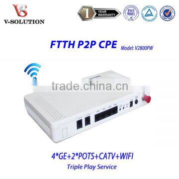 Network Solution 4GE+2FXS+WiFi+CATV Triple Play P2P CPE with VoIP RF Port