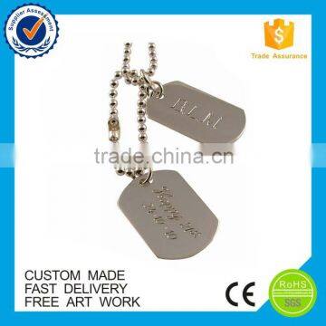 Promotional zinc alloy debossed logo custom engraving metal dog tag