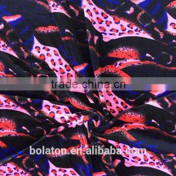 polyester/spandex material wearable custom ks print velvet for women