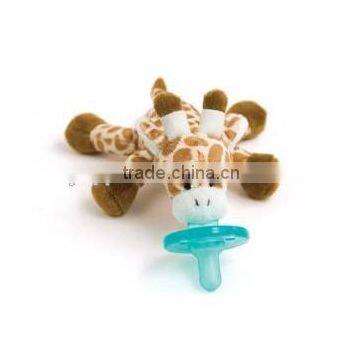 Promotional cute OEM custom stuffed plush animal toy giraffe baby pacifier